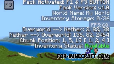 F1/F3 for Minecraft Bedrock 1.21