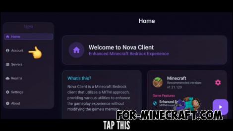 Nova Client Bedrock (1.21.121 MCPE)