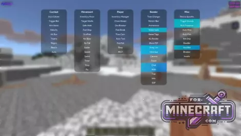 Nature Hack Client for Minecraft Bedrock 1.21