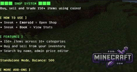 Shop System Plugin for Minecraft Bedrock 1.2126.X