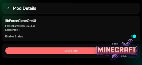 ForceCloseOreUI Mod v1.0.9 for Minecraft PE/Bedrock 1.21/26