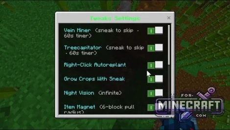 No-Command Tweaks for Minecraft Bedrock
