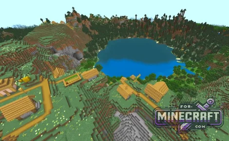 Quad Village Lake Spawn for Minecraft Bedrock