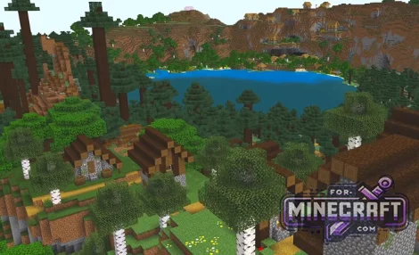 Quad Village Lake Spawn for Minecraft Bedrock 26.40.27+