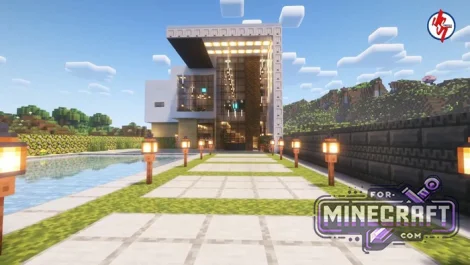 2-Story Modern Villa Map for Minecraft Bedrock 26.33/26.40+
