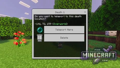 Death Teleport Addon v1.0 for Minecraft PE 1.26+