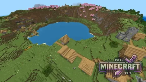 4 Village Cherry Lake Seed for Minecraft Bedrock 26.4026.50+