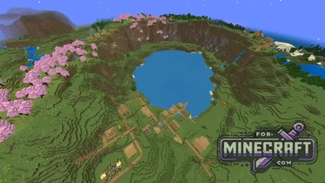 4 Village Cherry Lake Seed for Minecraft Bedrock 26.4026.50+