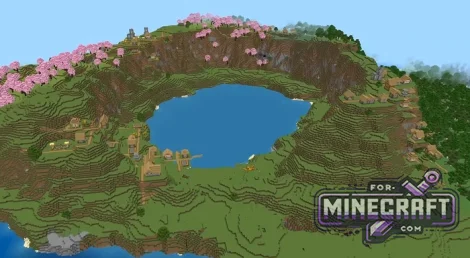 4 Village Cherry Lake Seed for Minecraft Bedrock 26.4026.50+