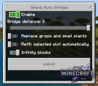 Auto Bridge Addon for Minecraft Bedrock