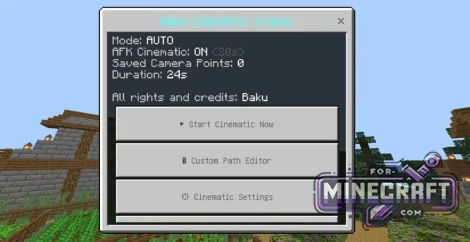 Cinematic Camera Addon for Minecraft Bedrock